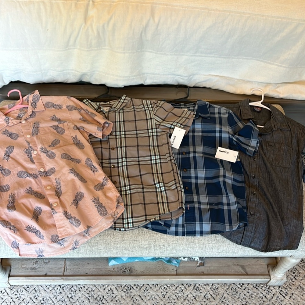 Bundle of four boys short sleeve button down shirts